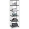 Narrow Glass Shelf Bookcase with Steel Frame for Bedroom Living Room Office Bathroom Storage